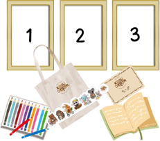 Triptyque + Carte illustrée + Stickers + Carnet + Coloriage + sac en tissu